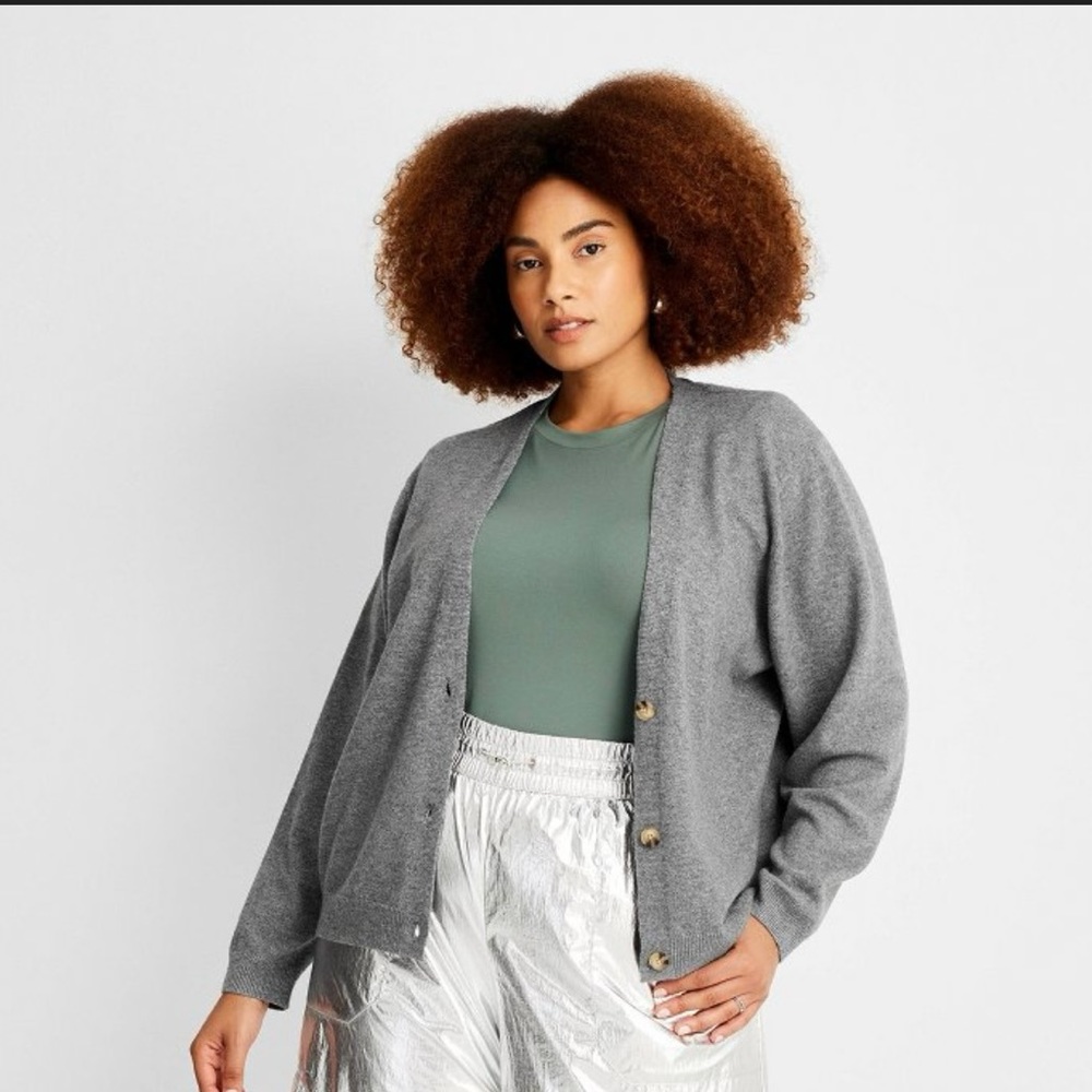 A NEW DAY WOMENS CASHMERE LIKE CARDIGAN SWEATER / Gray / Size: XL